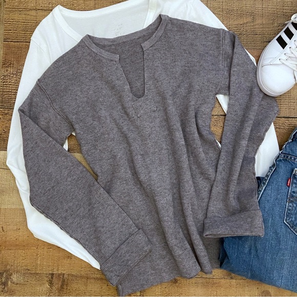 Ribbed Pullover, Cozy + Sporty in Gray - Picture 1 of 12